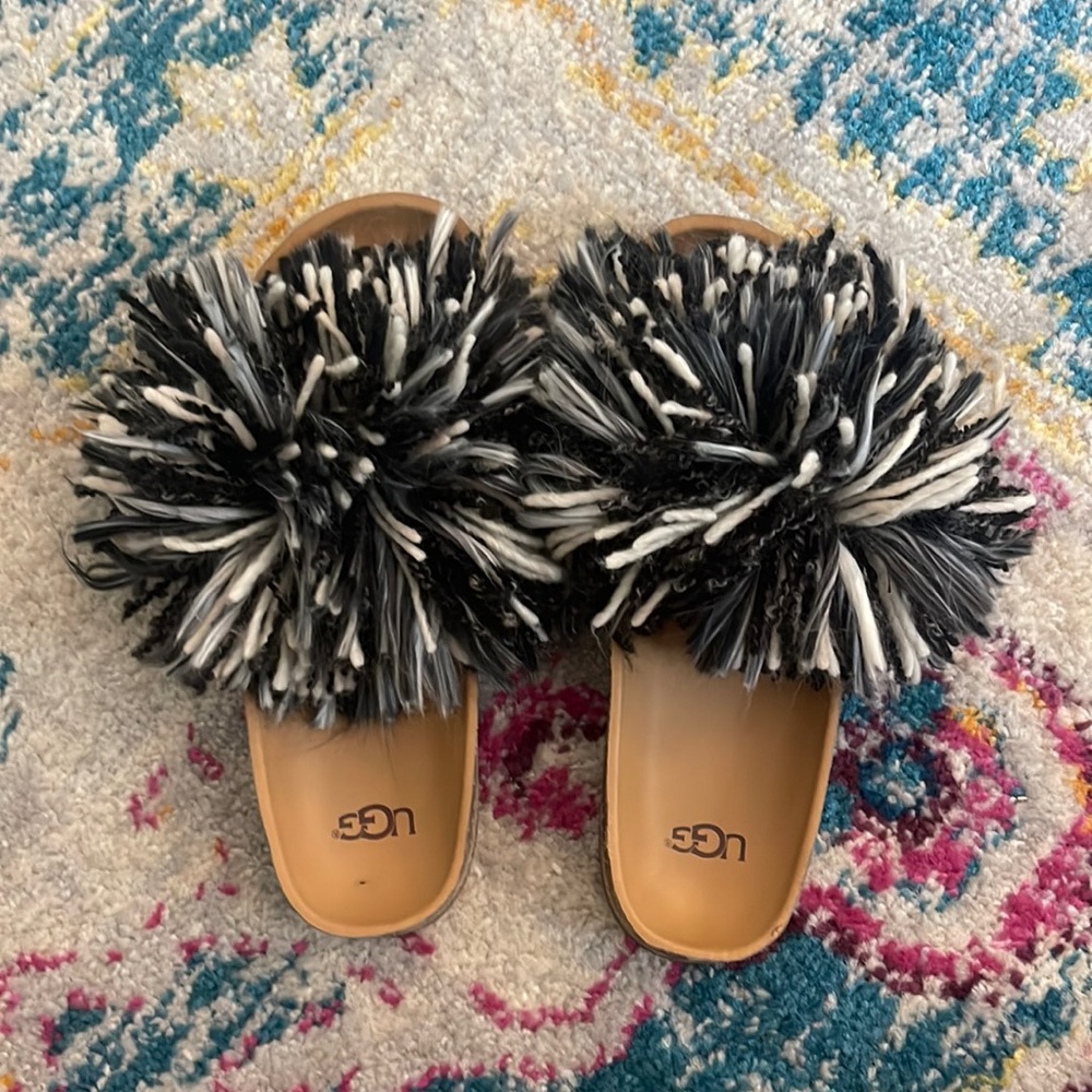 Black and White Ugg Slippers